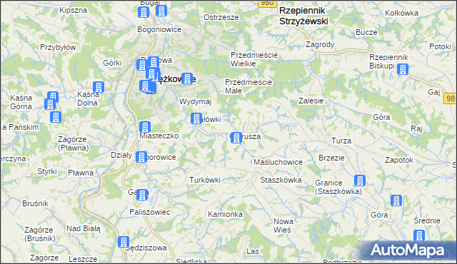 mapa Ostrusza, Ostrusza na mapie Targeo