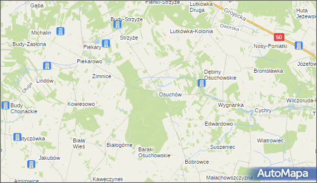 mapa Osuchów gmina Mszczonów, Osuchów gmina Mszczonów na mapie Targeo