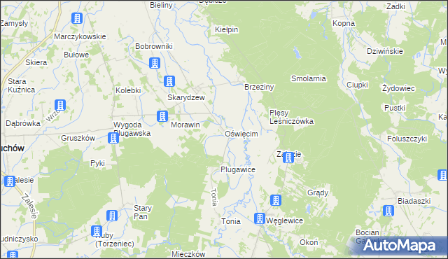 mapa Oświęcim gmina Doruchów, Oświęcim gmina Doruchów na mapie Targeo