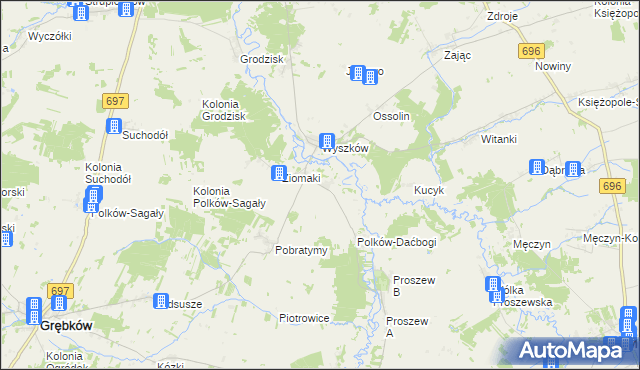 mapa Oszczerze, Oszczerze na mapie Targeo