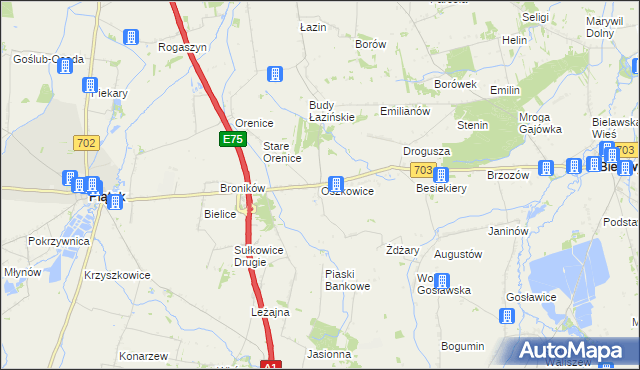 mapa Oszkowice, Oszkowice na mapie Targeo