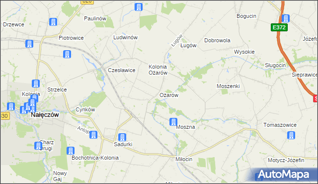 mapa Ożarów gmina Jastków, Ożarów gmina Jastków na mapie Targeo