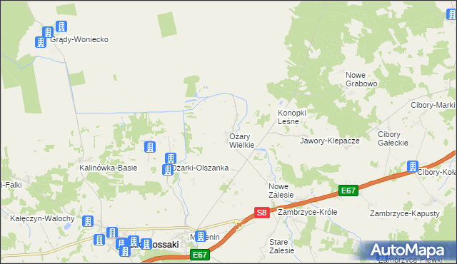 mapa Ożary Wielkie, Ożary Wielkie na mapie Targeo