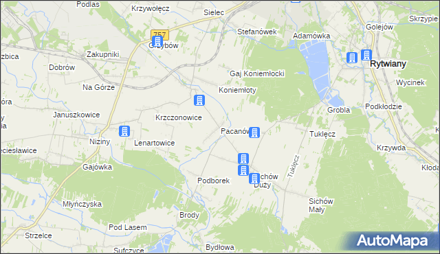 mapa Pacanówka, Pacanówka na mapie Targeo