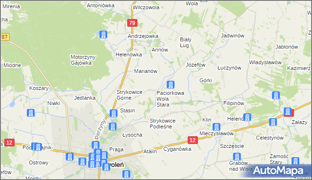 mapa Paciorkowa Wola Stara, Paciorkowa Wola Stara na mapie Targeo