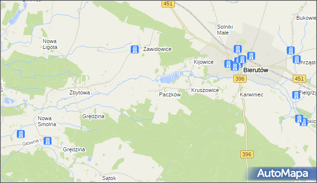 mapa Paczków gmina Bierutów, Paczków gmina Bierutów na mapie Targeo