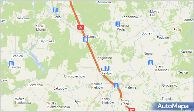 mapa Pągowiec gmina Stara Błotnica, Pągowiec gmina Stara Błotnica na mapie Targeo