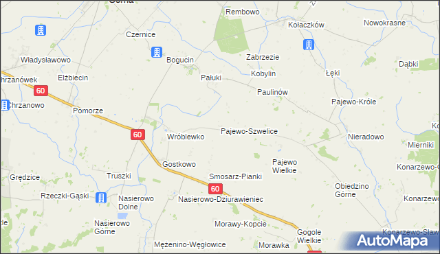 mapa Pajewo-Szwelice, Pajewo-Szwelice na mapie Targeo