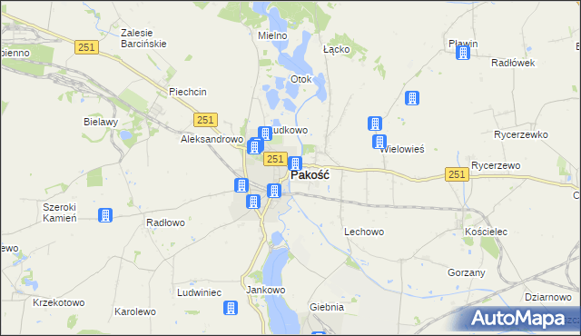 mapa Pakość powiat inowrocławski, Pakość powiat inowrocławski na mapie Targeo