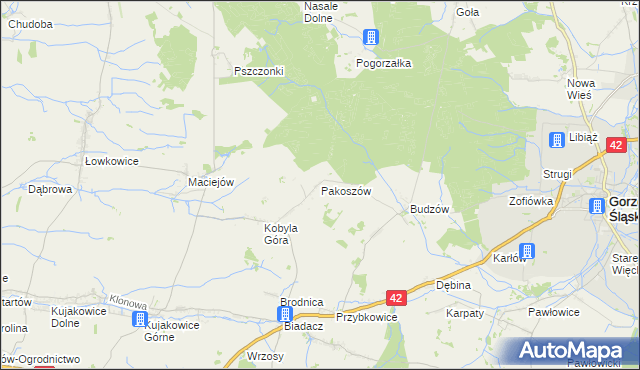 mapa Pakoszów, Pakoszów na mapie Targeo