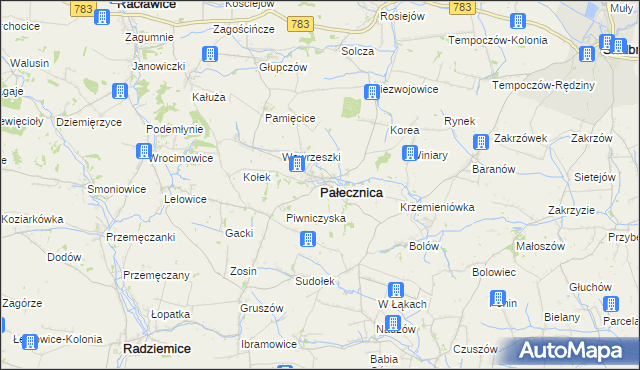 mapa Pałecznica powiat proszowicki, Pałecznica powiat proszowicki na mapie Targeo