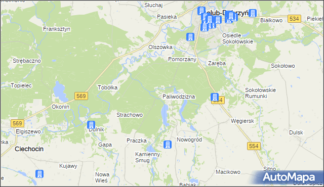 mapa Paliwodzizna, Paliwodzizna na mapie Targeo