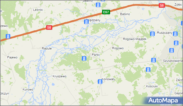 mapa Pańki gmina Choroszcz, Pańki gmina Choroszcz na mapie Targeo