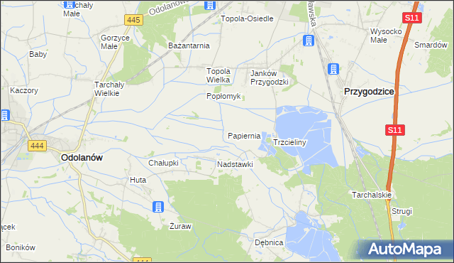 mapa Papiernia gmina Odolanów, Papiernia gmina Odolanów na mapie Targeo