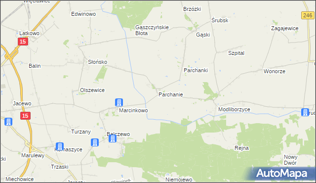 mapa Parchanie, Parchanie na mapie Targeo