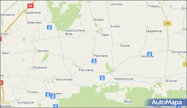 mapa Parchanki, Parchanki na mapie Targeo