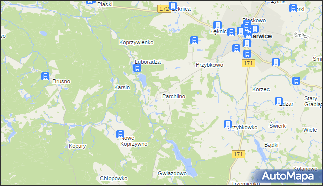 mapa Parchlino, Parchlino na mapie Targeo