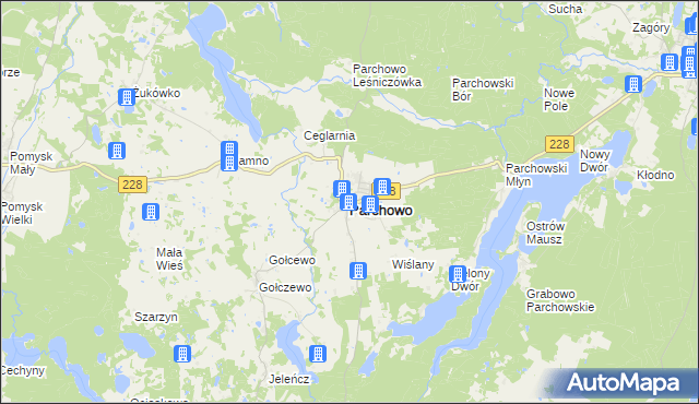 mapa Parchowo powiat bytowski, Parchowo powiat bytowski na mapie Targeo