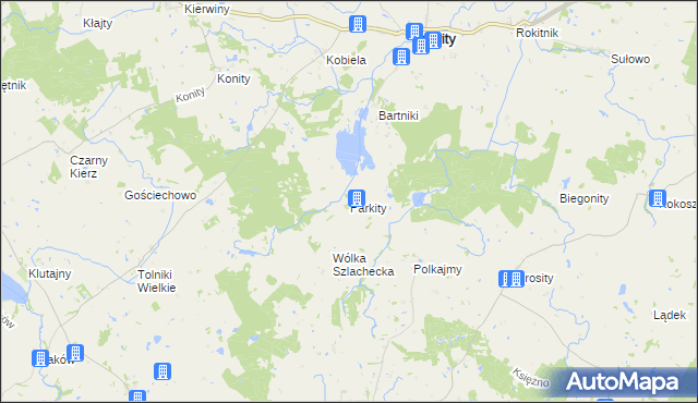 mapa Parkity, Parkity na mapie Targeo