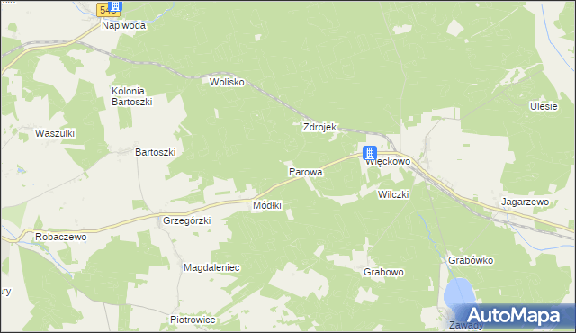 mapa Parowa gmina Nidzica, Parowa gmina Nidzica na mapie Targeo