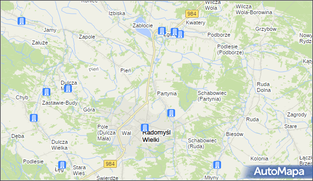 mapa Partynia, Partynia na mapie Targeo
