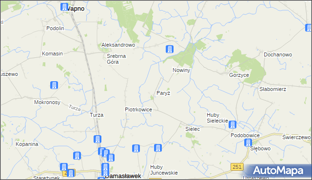 mapa Paryż gmina Żnin, Paryż gmina Żnin na mapie Targeo