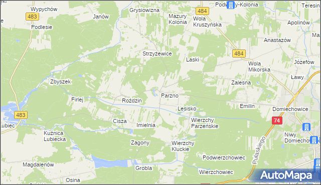 mapa Parzno, Parzno na mapie Targeo