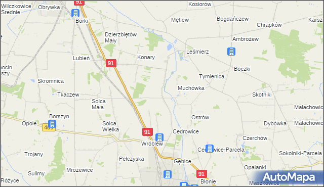 mapa Parzyce gmina Ozorków, Parzyce gmina Ozorków na mapie Targeo