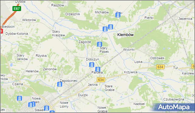 mapa Pasek gmina Klembów, Pasek gmina Klembów na mapie Targeo