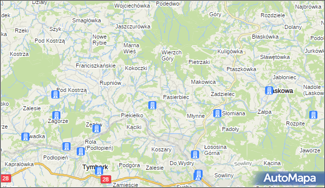 mapa Pasierbiec, Pasierbiec na mapie Targeo