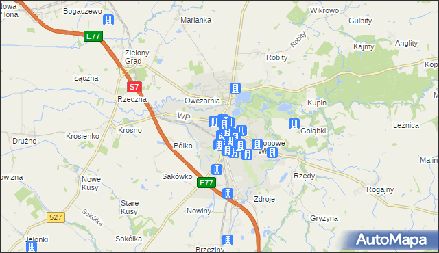 mapa Pasłęk, Pasłęk na mapie Targeo