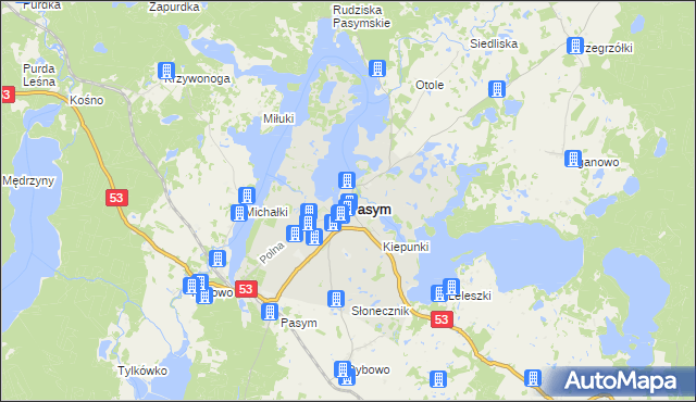 mapa Pasym powiat szczycieński, Pasym powiat szczycieński na mapie Targeo