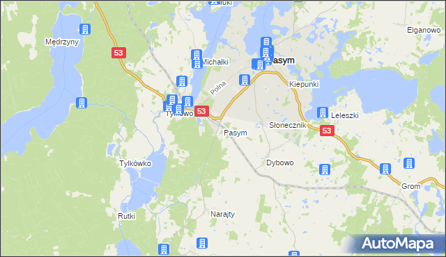 mapa Pasym powiat szczycieński, Pasym powiat szczycieński na mapie Targeo