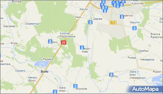 mapa Paszki Małe, Paszki Małe na mapie Targeo