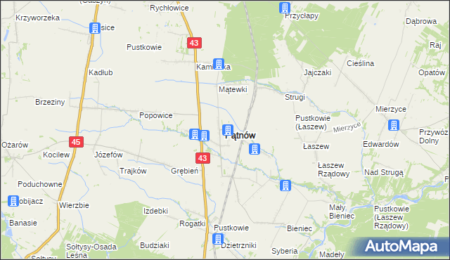 mapa Pątnów powiat wieluński, Pątnów powiat wieluński na mapie Targeo