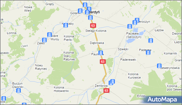 mapa Paulinów gmina Sterdyń, Paulinów gmina Sterdyń na mapie Targeo