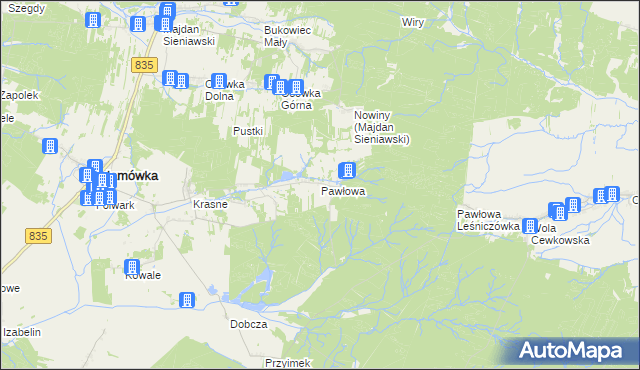 mapa Pawłowa gmina Adamówka, Pawłowa gmina Adamówka na mapie Targeo