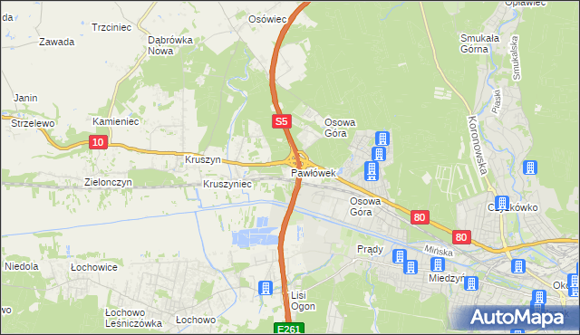 mapa Pawłówek gmina Sicienko, Pawłówek gmina Sicienko na mapie Targeo