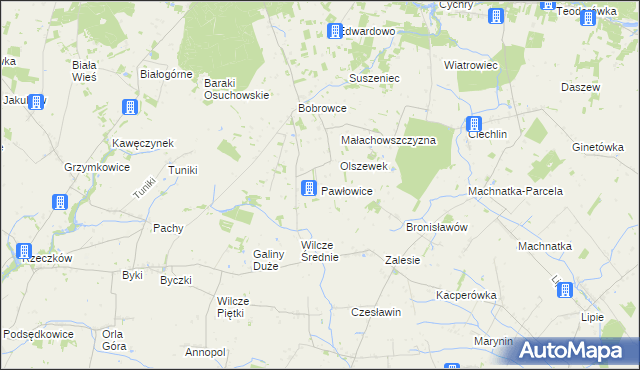 mapa Pawłowice gmina Mszczonów, Pawłowice gmina Mszczonów na mapie Targeo