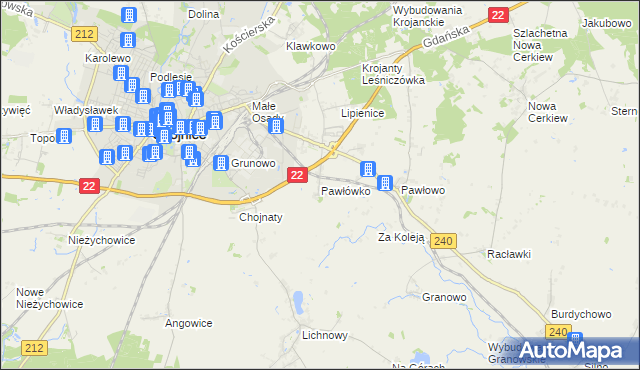 mapa Pawłówko gmina Chojnice, Pawłówko gmina Chojnice na mapie Targeo