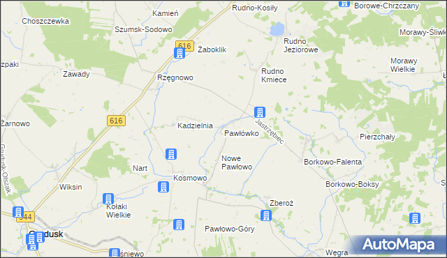 mapa Pawłówko gmina Czernice Borowe, Pawłówko gmina Czernice Borowe na mapie Targeo