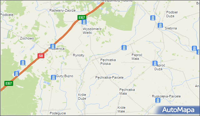 mapa Pęchratka Polska, Pęchratka Polska na mapie Targeo