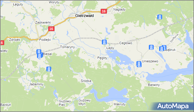 mapa Pęglity, Pęglity na mapie Targeo