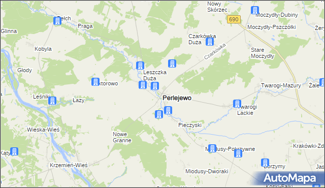 mapa Perlejewo, Perlejewo na mapie Targeo