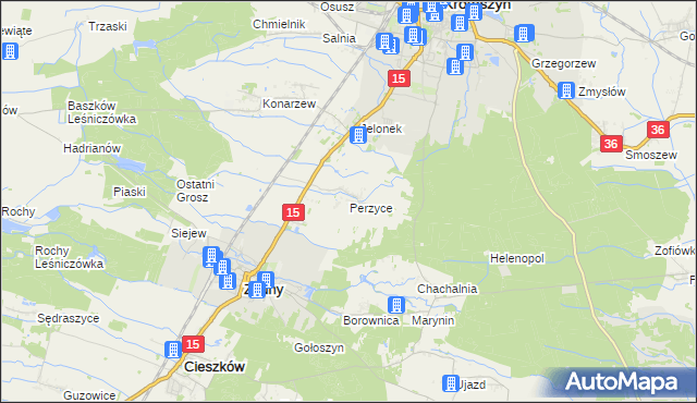 mapa Perzyce, Perzyce na mapie Targeo