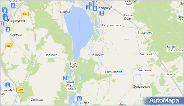 mapa Perzyny gmina Zbąszyń, Perzyny gmina Zbąszyń na mapie Targeo