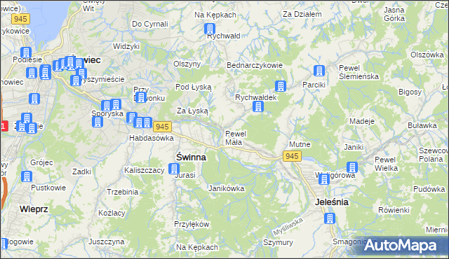 mapa Pewel Mała, Pewel Mała na mapie Targeo