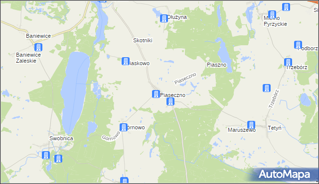 mapa Piaseczno gmina Banie, Piaseczno gmina Banie na mapie Targeo