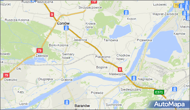 mapa Piaseczno gmina Łoniów, Piaseczno gmina Łoniów na mapie Targeo