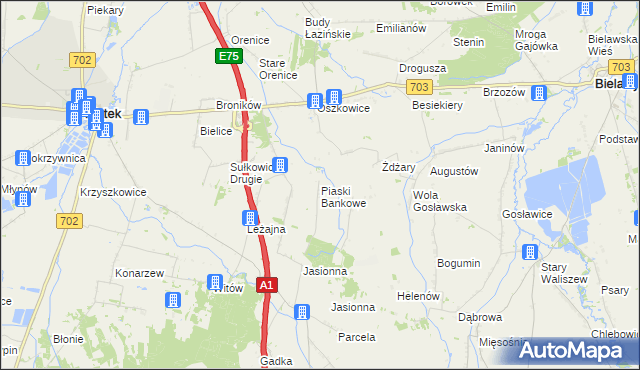 mapa Piaski Bankowe, Piaski Bankowe na mapie Targeo